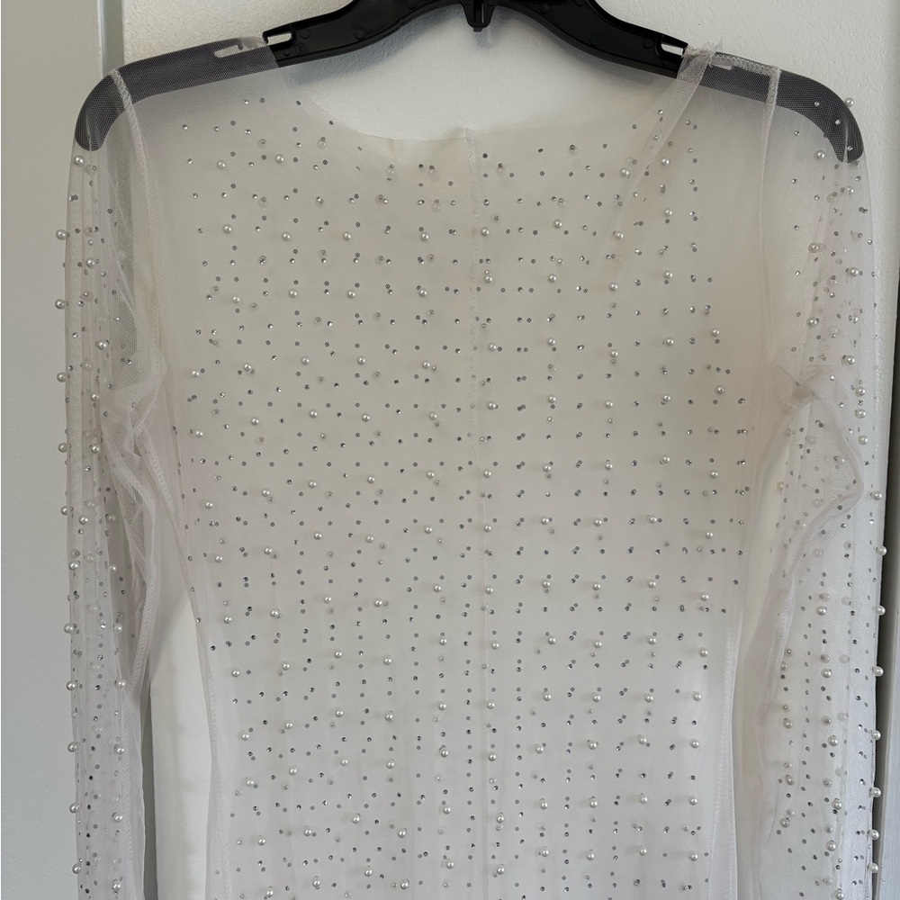 Sheer Crystal & Pearl Dress